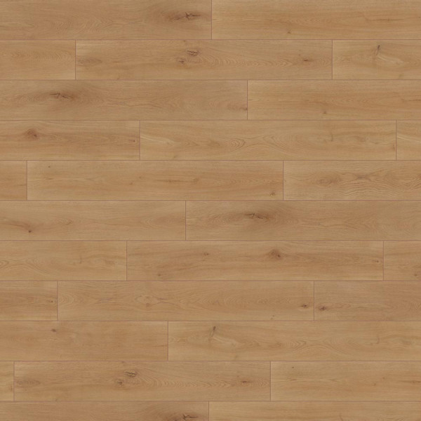 Hellbrauner Bodenbelag aus Klick-Vinyl im Dekor Noble Oak Toffee mit sichtbaren Holzmustern. Er verleiht Räumen eine warme und natürliche Atmosphäre.