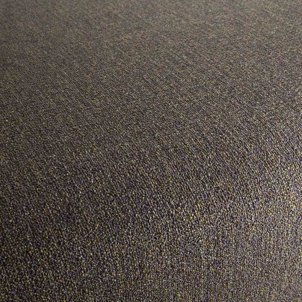 Dunkler, strukturierter Stoff in Braun mit feinen, bunten Einsprenklern. Der Stoff ist blickdicht und eignet sich für Dekorationszwecke wie Vorhänge.