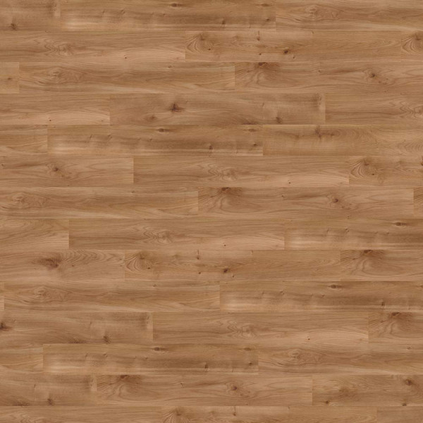 Heller, strukturiert aussehender Vinylboden im Holzlook in der Farbe Karamell. Die einzelnen Dielen sind klar erkennbar und verleihen dem Boden eine natürliche Holzoptik.