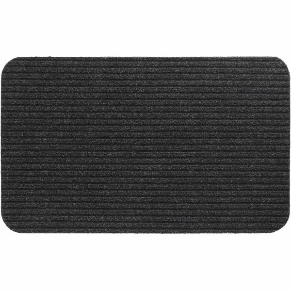 Schwarze Nadelfilzmatte mit strukturiertem Design eignet sich als robuste Fußmatte. Sie misst 40 x 60 cm und ist sofort versandfertig.