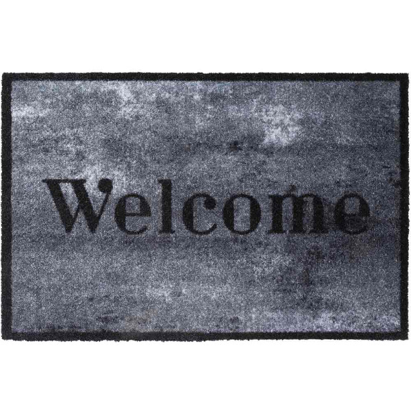 Schwarz-graue Fußmatte mit dem Schriftzug 