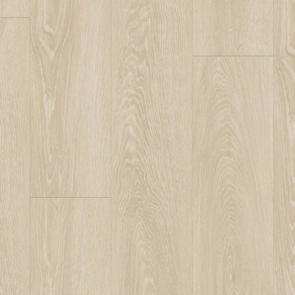 Beiger Designboden mit Holzoptik, der eine helle und moderne Atmosphäre schafft. Die Dielen sind verlegt und gleichmäßig angeordnet. Die Oberfläche zeigt feine Holzmaserungen.