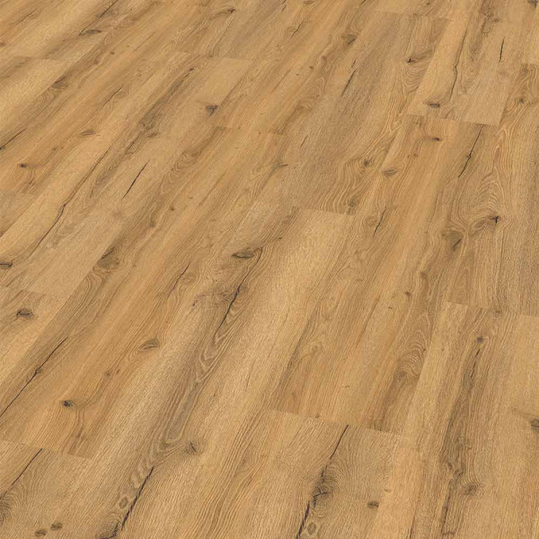 Holzboden in der Farbe Nordkap Eiche mit strukturiertem Design. Die Planken sind nahtlos verlegt und verleihen dem Raum eine warme Atmosphäre.