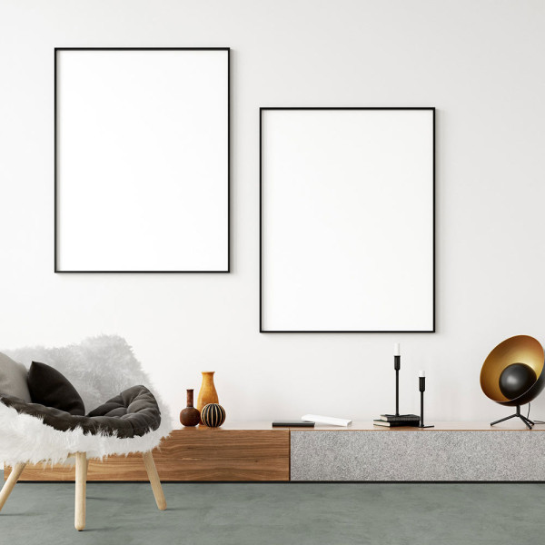 Grauer Designboden aus der Kollektion Gerflor Virtuo 30 zeigt strukturierte Oberflächen mit leichten Grüntönen und unterschiedlichen Texturen. Der Bodenbelag hebt moderne Inneneinrichtungen hervor.