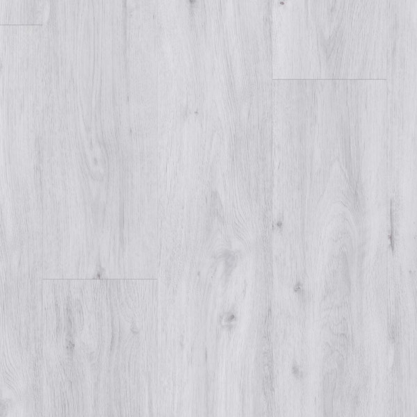 Helle Holzoptik mit sanften, grauen Tönen bildet den Bodenbelag ab. Der stilvolle Designboden wirkt modern und lässt sich vielseitig in Wohnräumen einsetzen.