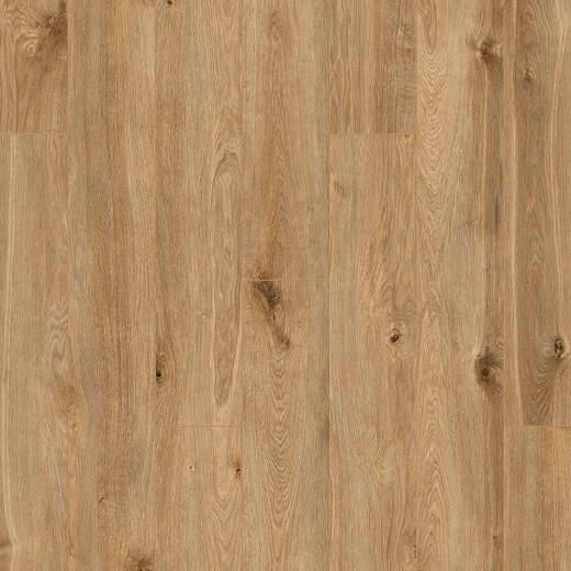Laminat Organic Classic Laminatboden im Landhausdielen-Design mit einer natürlichen Holzoptik, der hellbraun und mitteltönig erscheint. Die Oberfläche zeigt kleine Äste und Maserungen.