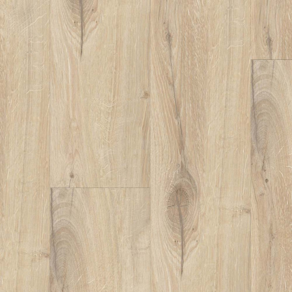 Helle, naturalistisch gestaltete Bodenfläche aus Daintree-Klebe-Vinyl mit unterschiedlicher Holzmaserung und sanften Farbnuancen. Die Oberfläche wirkt modern und einladend.