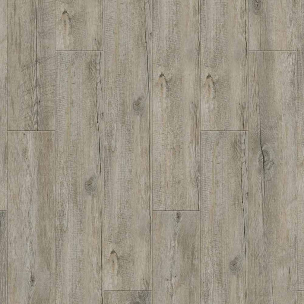 Holzboden mit grauer, strukturierter Oberfläche aus dem Gerflor Designboden Virtuo 30 Sortiment. Die Planken zeigen natürliche Maserungen und Knoten. Verschiedene Größen sind verfügbar.