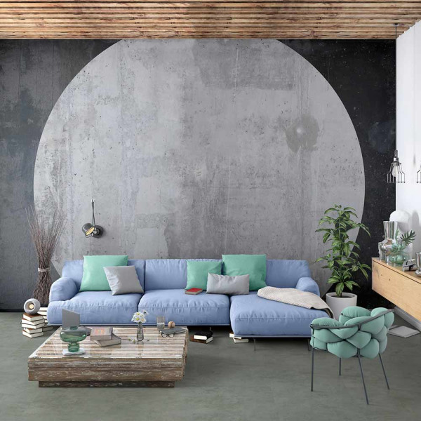 Grauer Designboden aus der Kollektion Gerflor Virtuo 30 zeigt strukturierte Oberflächen mit leichten Grüntönen und unterschiedlichen Texturen. Der Bodenbelag hebt moderne Inneneinrichtungen hervor.