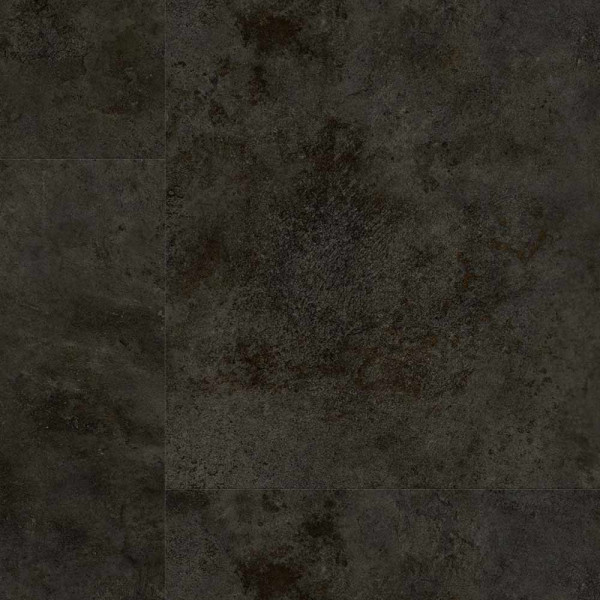 Dunkle Steindekor-Fliesen mit verschiedenen Oberflächenstrukturen bilden ein einheitliches, modernes Muster auf dem Boden. Die Fliesen sind in quadratischen Platten angeordnet und vermitteln einen eleganten Eindruck.