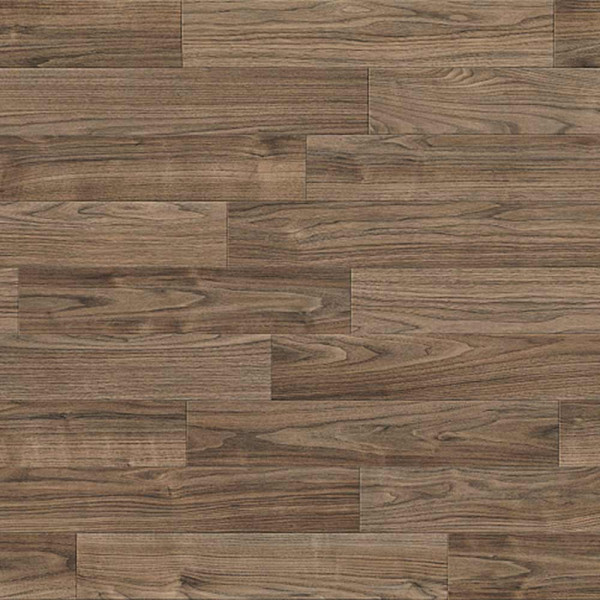 Dunkler PVC-Boden im Dekor Napa Walnut Brown zeigt eine Holzoptik mit verschiedenen Holzfugen. Der Boden ist in verschiedenen Filialen bestellbar und kostet 53,99 € pro Quadratmeter.